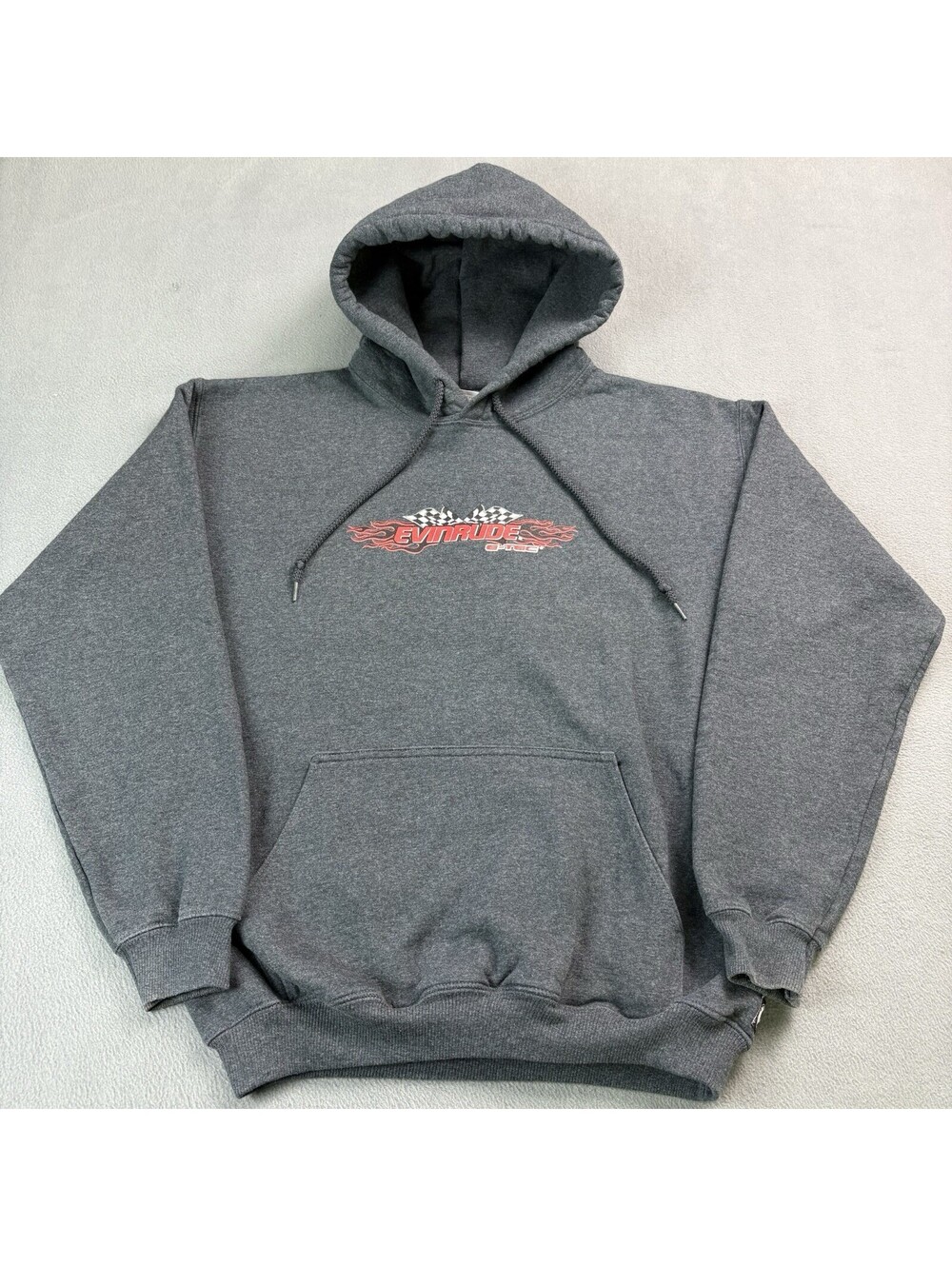 Vintage Evinrude E Tec Flame Pullover Hoodie Size Medium Gray